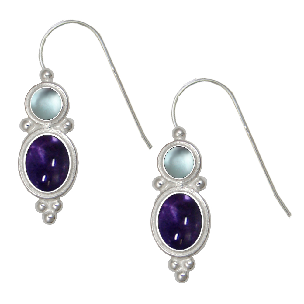 Sterling Silver Drop Dangle Earrings Iolite And Blue Topaz